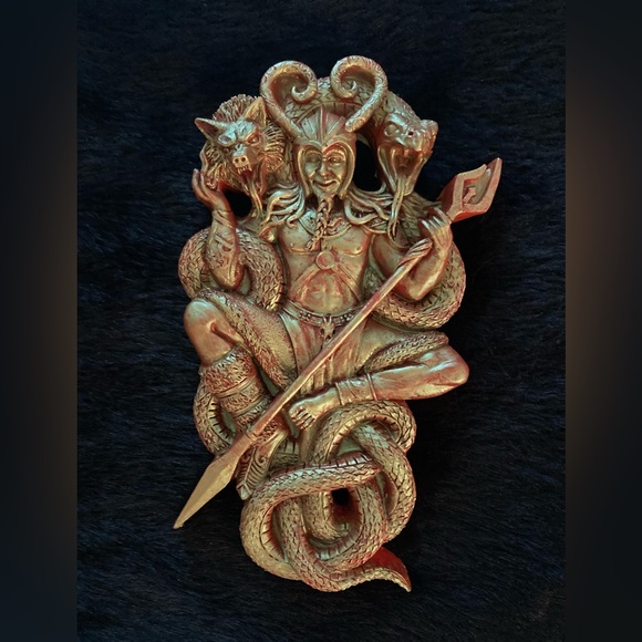 Norse God Loki with Fenrir + Jörmungandr - 3D Art Tile, resin - Picture 1 of 5